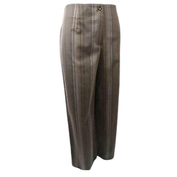 Di Vita Brown Black Pin Stripe Stretch Wide Leg Dress Pants 12 Large XL - Picture 9 of 9